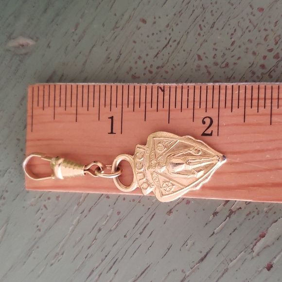 Vintage Gucci Gold Knight Crest Key Chain Fob Zipper Handbag Pull - Picture 6 of 6